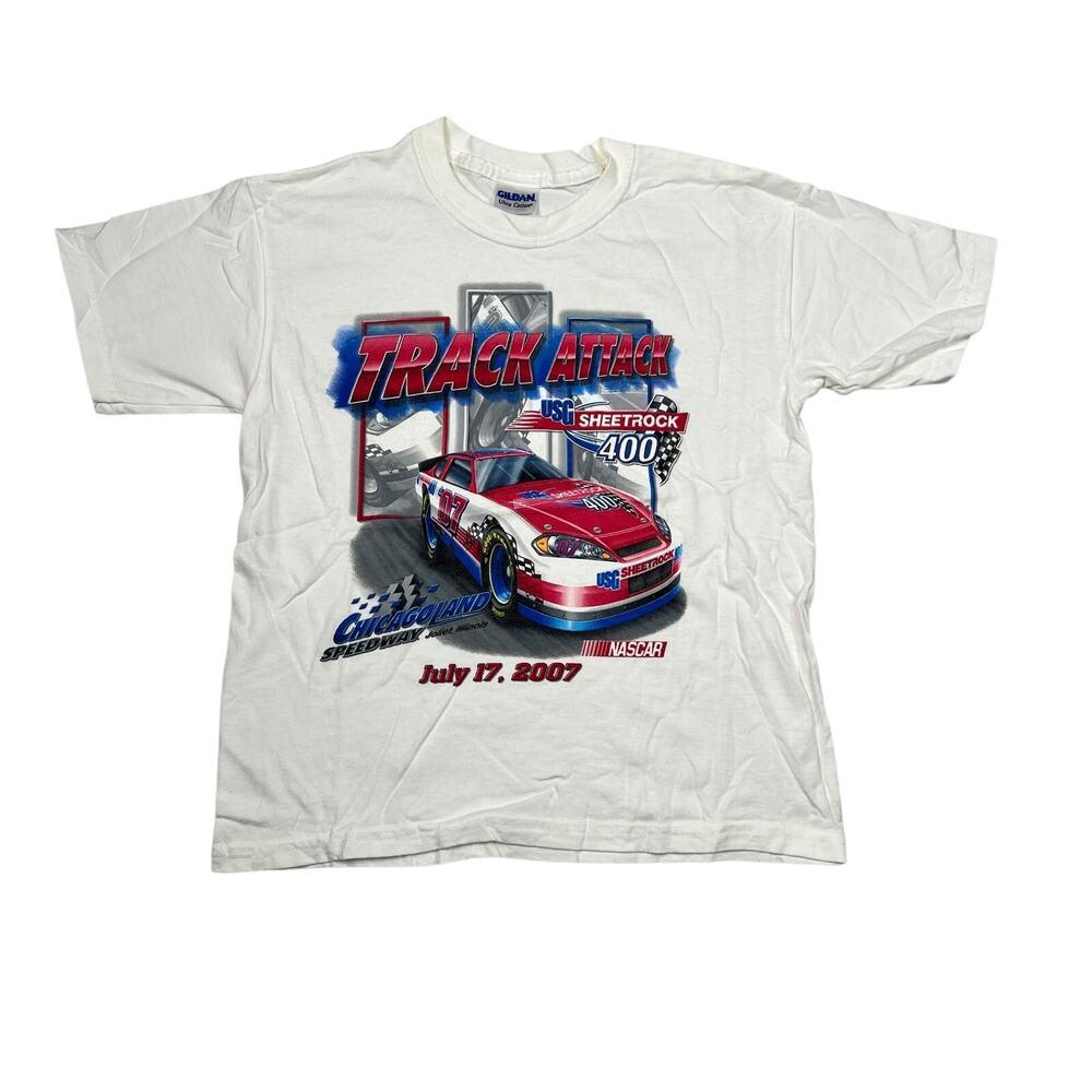 NASCAR Track Attack 2007 USG Sheetrock 400 Tee T-Shirt White Youth Small